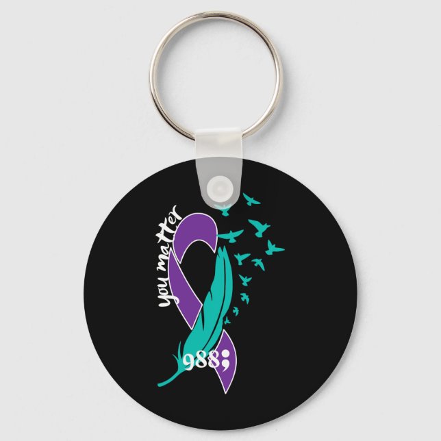 Heart You Problem 988 Suicide Prevention Awareness Key Ring (Front)
