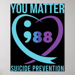 Heart You Problem 988 Suicide Prevention Awareness Poster