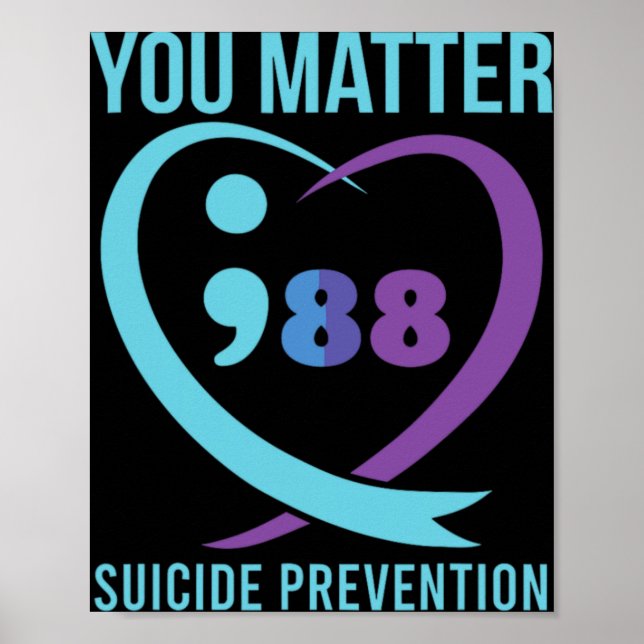 Heart You Problem 988 Suicide Prevention Awareness Poster (Front)