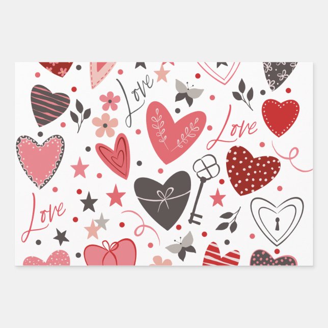"Heart you" romantic Wrapping Paper Sheet (Front)