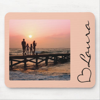 Heart Your Name Photo Script Custom Gift Mouse Pad