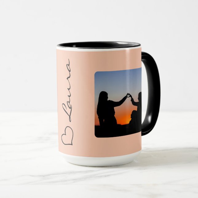 Heart Your Name Photo Script Custom Gift Mug (Front Right)