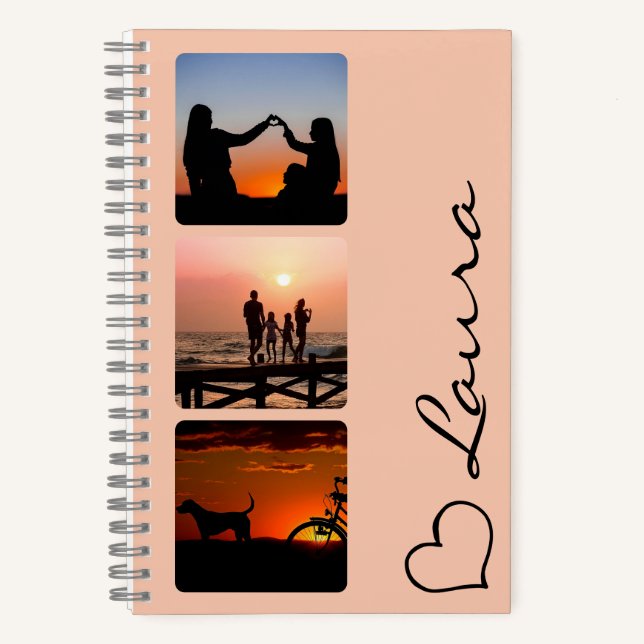 Heart Your Name Photo Script Custom Gift Notebook (Front)