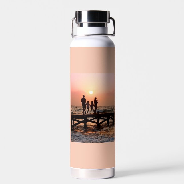Heart Your Name Photo Script Custom Gift  Water Bottle (Back)