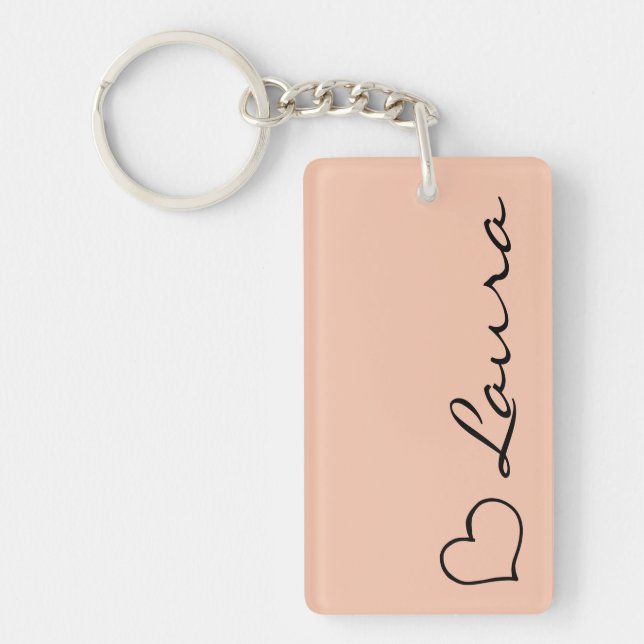 Heart Your Name Script Custom Gift Keychain (Front)