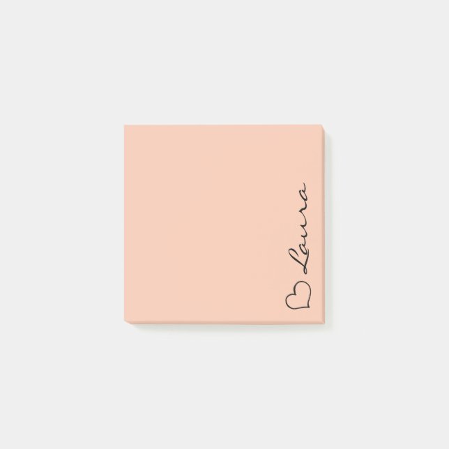 Heart Your Name Script Custom Gift Sticky Notes (Front)
