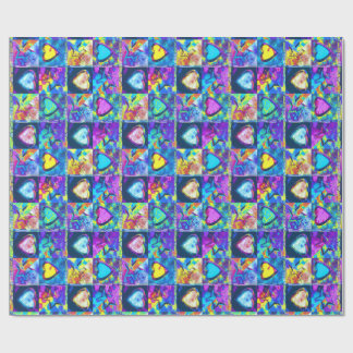 HEARTANDSTAR BLUE abstract Wrapping Paper