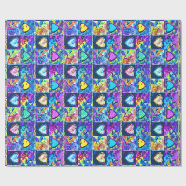 HEARTANDSTAR BLUE abstract Wrapping Paper (Flat)