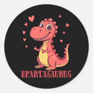 Heartasaurus Cute Dinosaur Valentine Design Classic Round Sticker