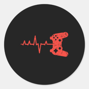 Heartbeart Game Controller Video Gaming Men Boys K Classic Round Sticker
