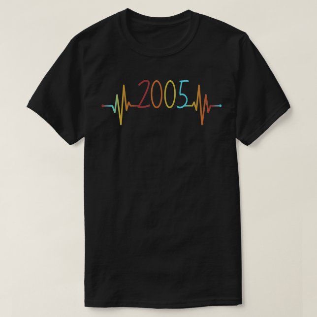 Heartbeat 16th Birthday Heart Beat Retro 2005 Vint T-Shirt (Design Front)