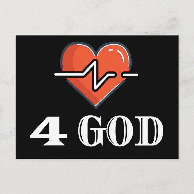 Heartbeat 4 God Red and White Postcard (Front)