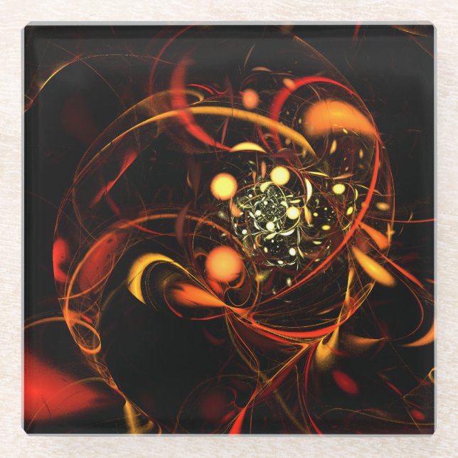 Heartbeat Abstract Art Glass Coaster (Front)