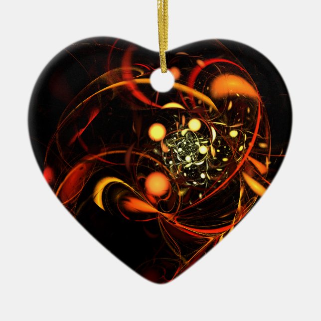 Heartbeat Abstract Art Heart Ornament (Front)