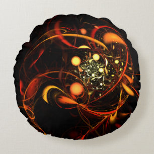 Heartbeat Abstract Art Round Pillow