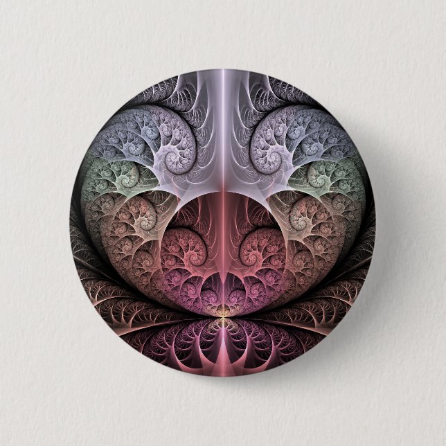Heartbeat, Abstract Surreal Fantasy Fractal Art 6 Cm Round Badge (Front)