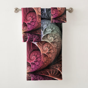 Heartbeat, Abstract Surreal Fantasy Fractal Art Bath Towel Set
