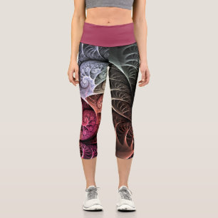 Heartbeat, Abstract Surreal Fantasy Fractal Art Capri Leggings