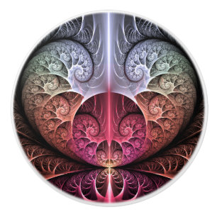Heartbeat, Abstract Surreal Fantasy Fractal Art Ceramic Knob
