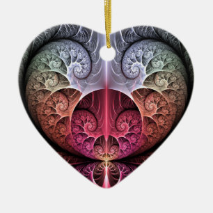 Heartbeat, Abstract Surreal Fantasy Fractal Art Ceramic Tree Decoration