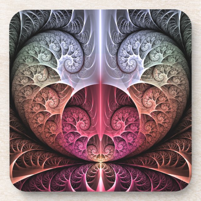 Heartbeat, Abstract Surreal Fantasy Fractal Art Coaster (Front)