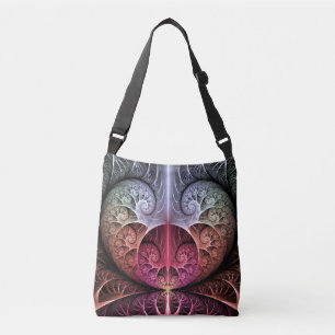 Heartbeat, Abstract Surreal Fantasy Fractal Art Crossbody Bag