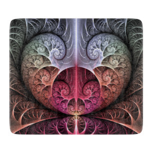 Heartbeat, Abstract Surreal Fantasy Fractal Art Cutting Board