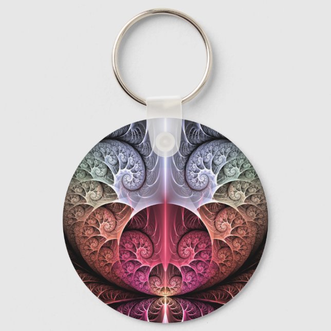 Heartbeat, Abstract Surreal Fantasy Fractal Art Key Ring (Front)
