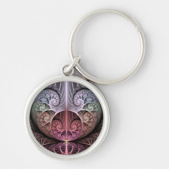 Heartbeat, Abstract Surreal Fantasy Fractal Art Key Ring (Front)