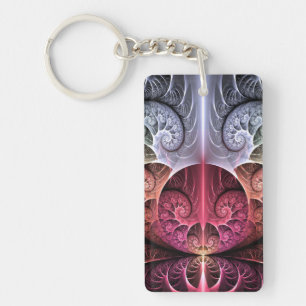 Heartbeat, Abstract Surreal Fantasy Fractal Art Key Ring
