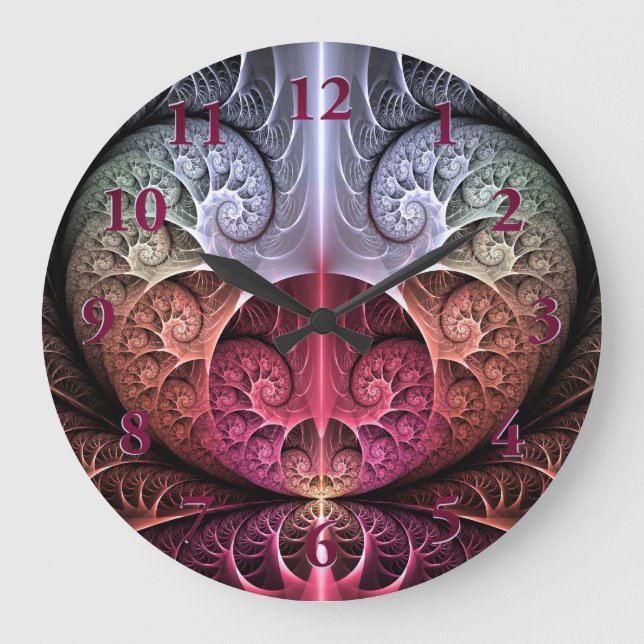 Heartbeat, Abstract Surreal Fantasy Fractal Art Large Clock (Front)