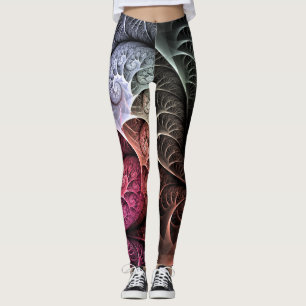 Heartbeat, Abstract Surreal Fantasy Fractal Art Leggings