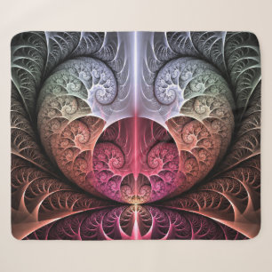 Heartbeat, Abstract Surreal Fantasy Fractal Art Sherpa Blanket