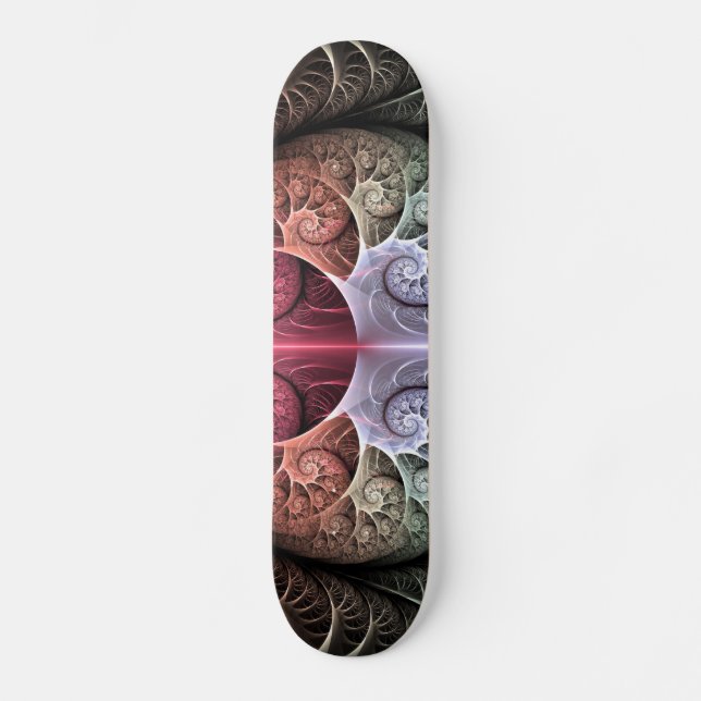Heartbeat, Abstract Surreal Fantasy Fractal Art Skateboard (Front)