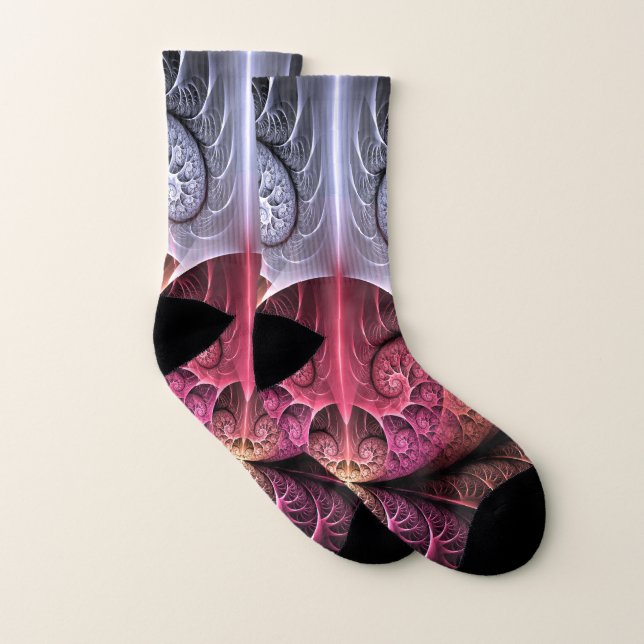 Heartbeat, Abstract Surreal Fantasy Fractal Art Socks (Pair)