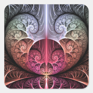 Heartbeat, Abstract Surreal Fantasy Fractal Art Square Sticker