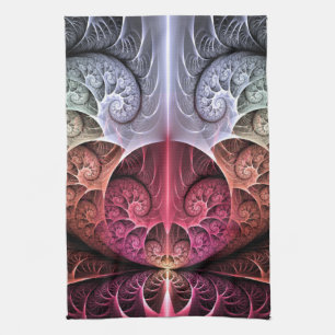 Heartbeat, Abstract Surreal Fantasy Fractal Art Tea Towel