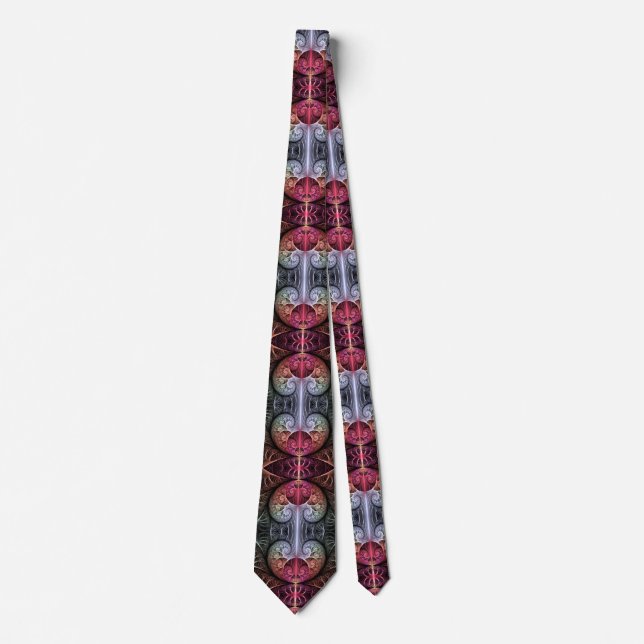 Heartbeat, Abstract Surreal Fantasy Fractal Art Tie (Front)