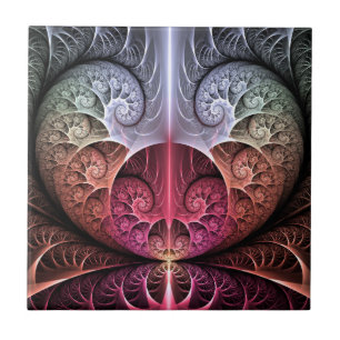 Heartbeat, Abstract Surreal Fantasy Fractal Art Tile