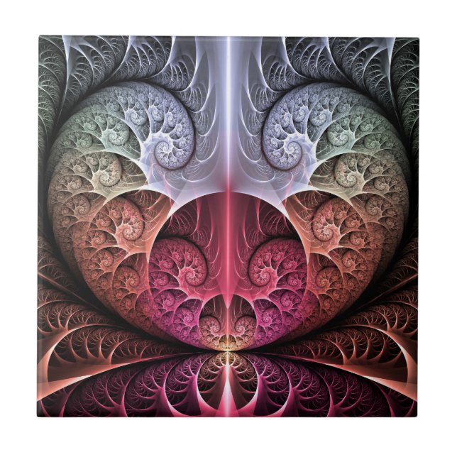 Heartbeat, Abstract Surreal Fantasy Fractal Art Tile (Front)