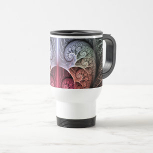 Heartbeat, Abstract Surreal Fantasy Fractal Art Travel Mug