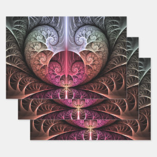 Heartbeat, Abstract Surreal Fantasy Fractal Art Wrapping Paper Sheet