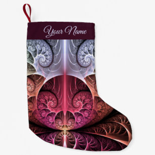 Heartbeat, Abstract Surreal Fantasy Fractal Name Small Christmas Stocking