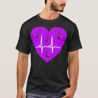Heartbeat Alzheimer Ribbon Alzheimer Disease Aware T-Shirt