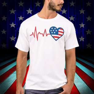Heartbeat American Flag Heart T-Shirt