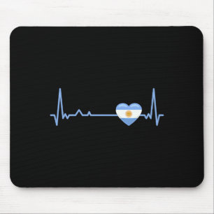 Heartbeat Argentina Flag Soccer Fan T Shirt Mouse Mat