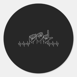 Heartbeat Asl Design For Asl Lover Deaf Day Awaren Classic Round Sticker