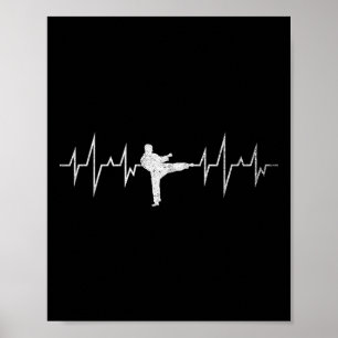 Heartbeat Athlete Sparring Martial Arts Black Belt Poster