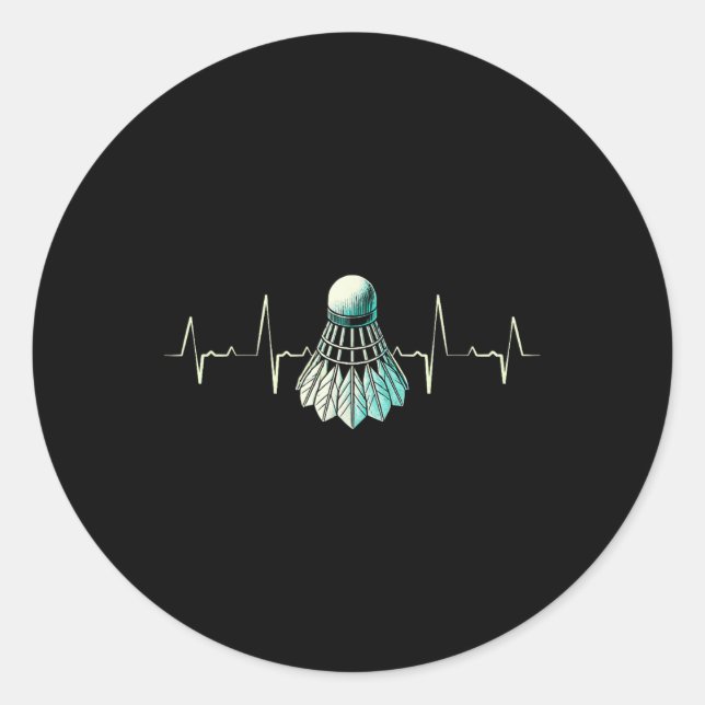 Heartbeat Badminton Player Dedicated Shuttle  Classic Round Sticker (Front)