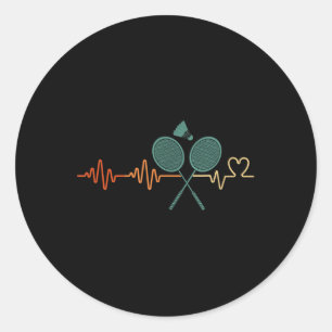 Heartbeat Badminton Shuttle Racket Retro Player Gi Classic Round Sticker